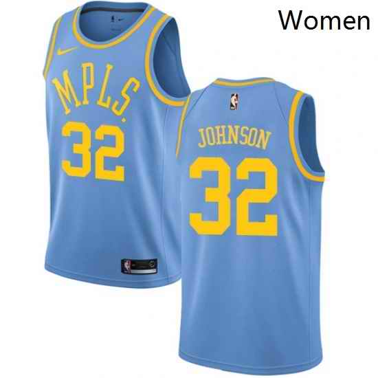 Womens Nike Los Angeles Lakers 32 Magic Johnson Swingman Blue Hardwood Classics NBA Jersey